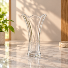 90 mm Elegant Clear Glass Flower Vase – Stylish Decorative Vase for Home, Office & Tabletop Décor