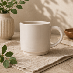 Classic Beige Ceramic Mug – Minimalist Coffee & Tea Cup - Habitt