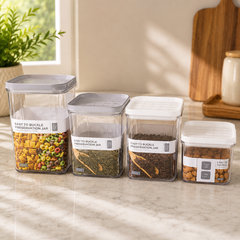 4PC Acrylic Mini Jar Set – Clear Kitchen Storage Containers for Spices, Condiments & Dry Food Organization