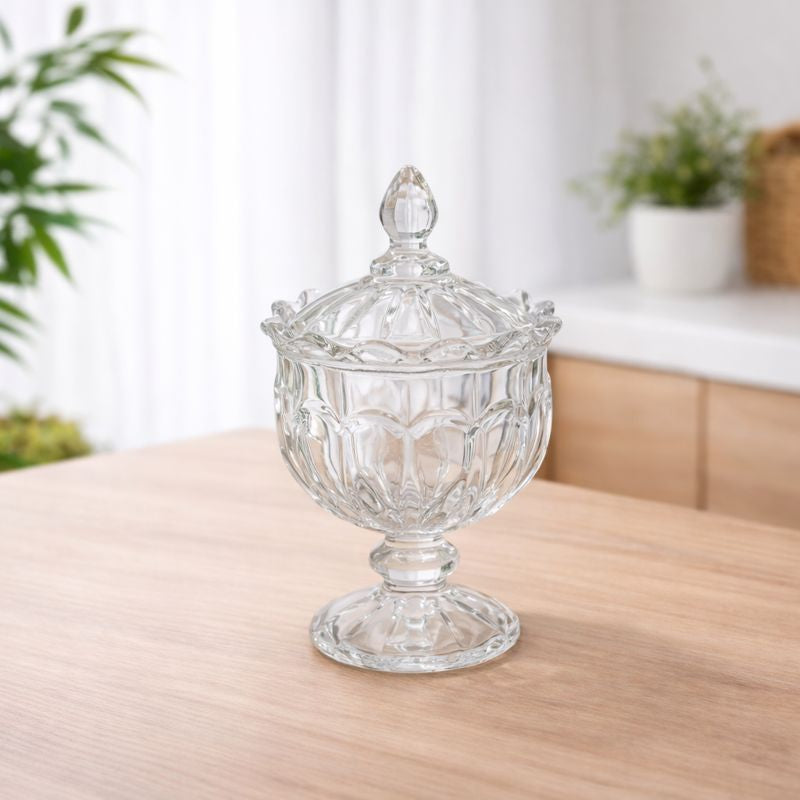 Crystal Cut Glass Storage Jar with Lid - Habitt