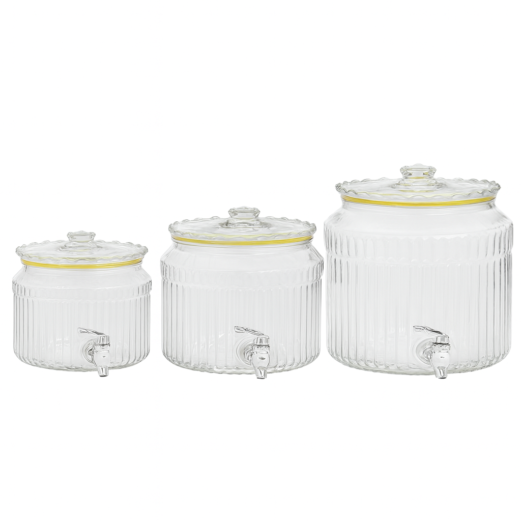 Manual Water Dispenser with Tap – Ribbed Clear Container (5.6L, 8L, 12L)