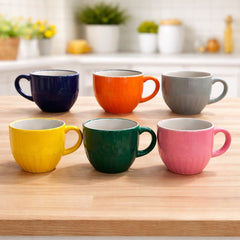 Pack of 6 Ceramic Coffee Cups – Colorful Tea &amp; Coffee Mugs