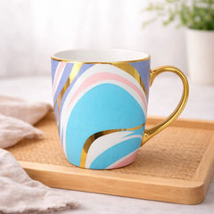 Ceramic Abstract Mug with Golden Handle – Premium Tea & Coffee Cup