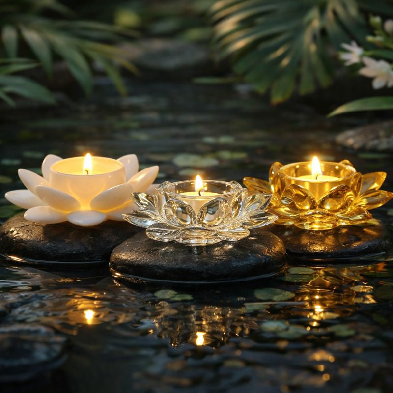 Crystal LED Candle Lotus Lamp