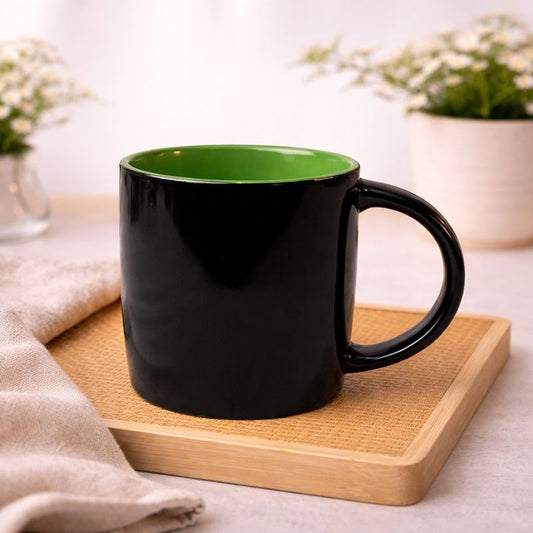 Black and Green Two-Tone Ceramic Mug – Glossy Coffee & Tea Cup