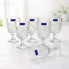 Diamond Cut Crystal Glass Goblets – Set of 6 - Habitt
