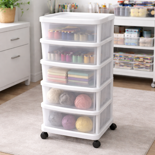 5 Drawer Plastic Storage Cabinet – Multi-Layer Organizer Unit - Habitt