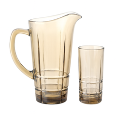 Smoke-Tinted 7-Piece Water Set – 1.7 L Jug with 278 ml Glasses (Premium Panel-Design Glassware)