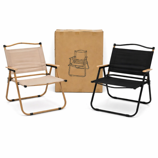 Wooden Folding Chair with Wooden Handle – Portable Outdoor & Camping Arm Chair - Habitt