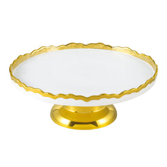 Gold-Edged Cake Plate – Elegant Pedestal Stand