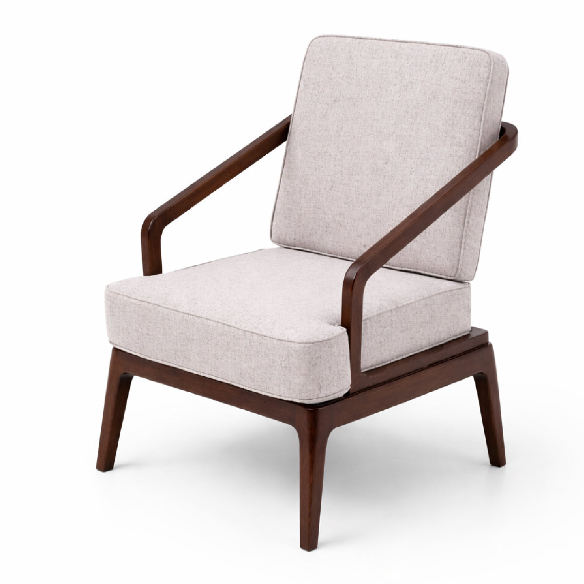Oaklin Lounge Accent Chair with Ottoman – Upholstered Wooden Armchair & Footrest Set for Living Room - Habitt