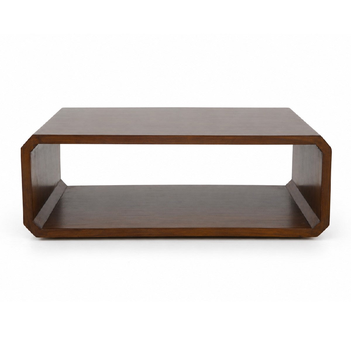 Aurra Wooden Coffee Table | Modern Center Table with Open Storage Shelf - Habitt