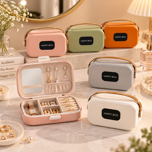 Assorted Plastic Portable Jewellery Box With Mirror | Jewelry Organizer