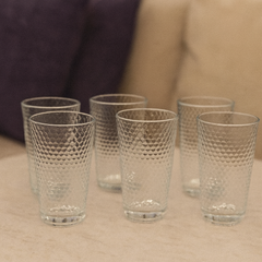 Hammered-Design Heavy-Base Tumbler Glass Set 315 ml – Premium Clear Drinkware (6 Pcs)