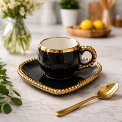 Ceramic Heart Shaped Cup & Saucer Set 100ML – Small Tea & Coffee Cup