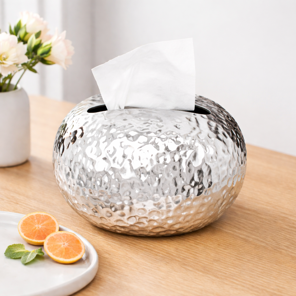 Luxury Silver Tissue Box Cover – Modern Decorative Tissue Holder for H ...