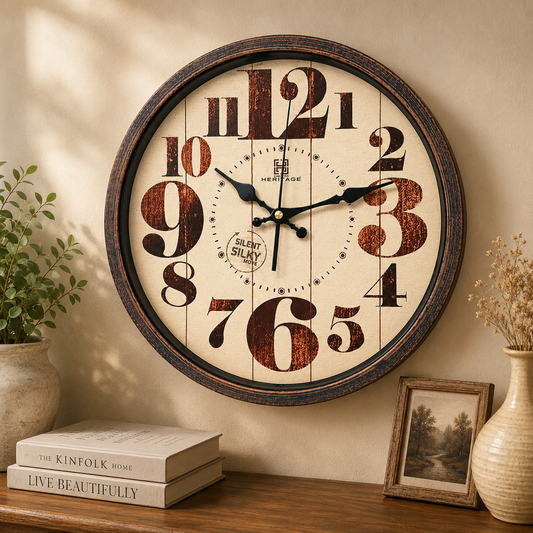 Oxford 14" Modern Wall Clock – Black Dial with Bold Yellow & White Numbers, Decorative Plastic Frame