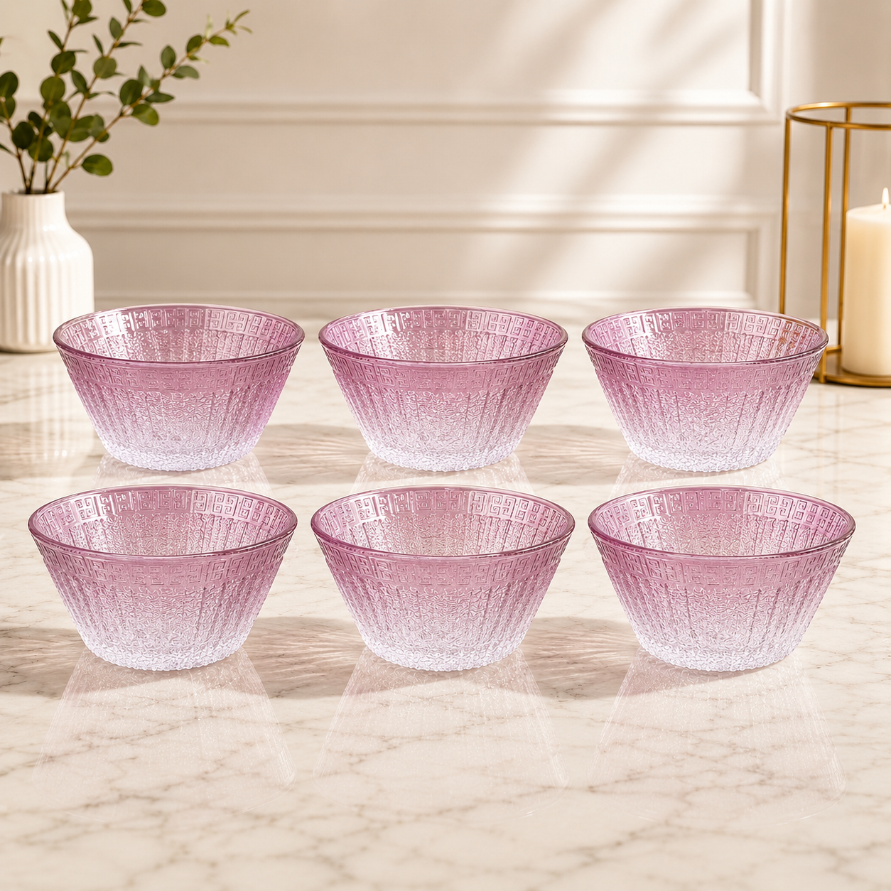 Blush Purple Textured Fruit Bowl Set – Elegant Decorative Serving Bowl - Habitt