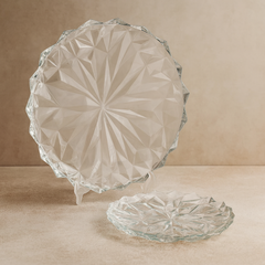 Elegant Clear Pressed-Glass 7-Piece Cake & Dessert Plate Set – 337/178 mm Plates