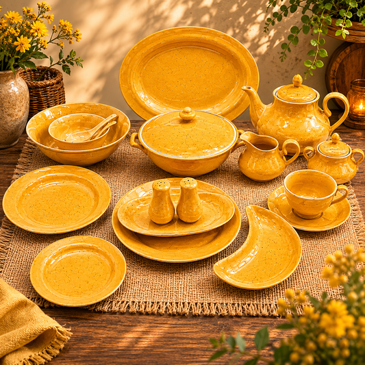 Luxury 72-Piece Yellow Speckled Dinnerware Set