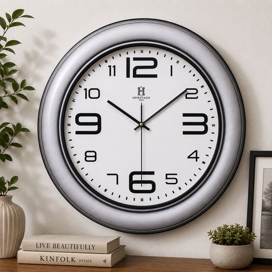 Heritage Wall Clock Dynamite Plain 22’’ – Classic Large Round Analog Wall Clock