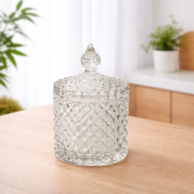 Crystal Cut Glass Storage Jar with Lid - Habitt
