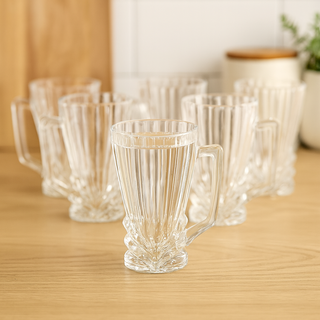 Clear Glass Cup Set – 270ml (Set of 6)