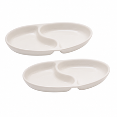 1 Pc 2 in 1 Pickle Dish | Dual Compartment Serving Bowl for Pickles, Sauces & Snacks
