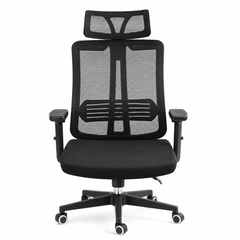 Vigo Executive Office Chair in Black Mesh with Adjustable Headrest, Lumbar Support & Cushioned Seat – Ergonomic Workstation Seating - Habitt