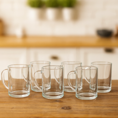380 ml Heavy Glass Juice Mug – Classic Clear Beverage Mug Set of 6 for Juice, Water, Lassi & Shakes