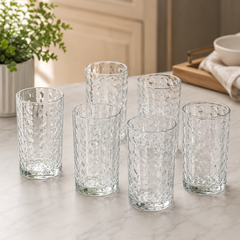 Premium Bubble Textured Tumbler Glass 340 ml – Stylish Everyday Glass for Water, Juice & Soft Drinks