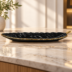 Luxury Black & Gold Leaf Platter