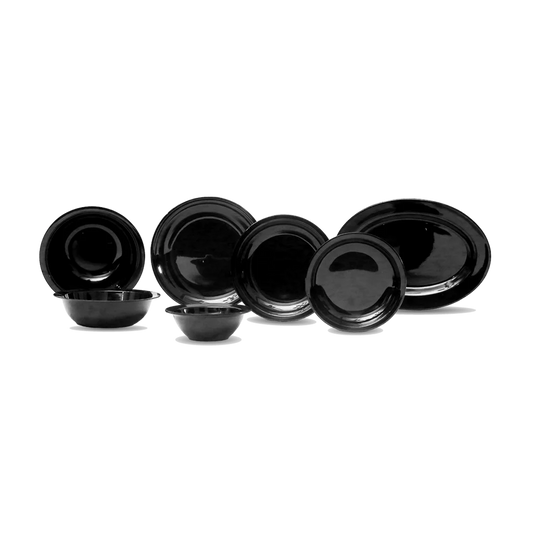 Black Melamine Dinner Set – Modern, Durable & Complete Dining Solution (22 / 30 / 43 PCS)