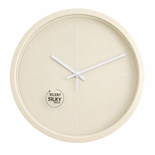 Heritage Pastel Silent Sweep Wall Clock – Minimalist Plastic Frame, Modern Quiet Movement, Decorative Home & Office Clock - Habitt