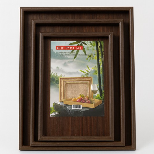 3 Pcs Wooden Tray Set – Dark Wood Finish