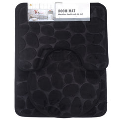 3 PCS BATH MAT SET CHARKOL GREY PEBBLE