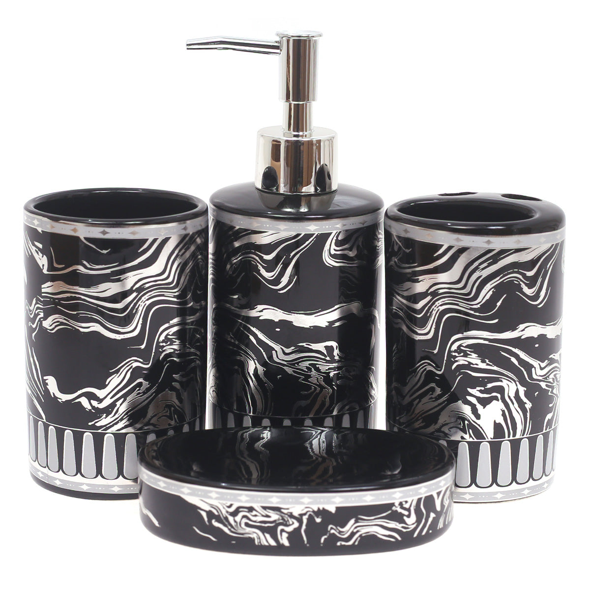 4Pcs Bathroom Set HZ053 Black&Silver