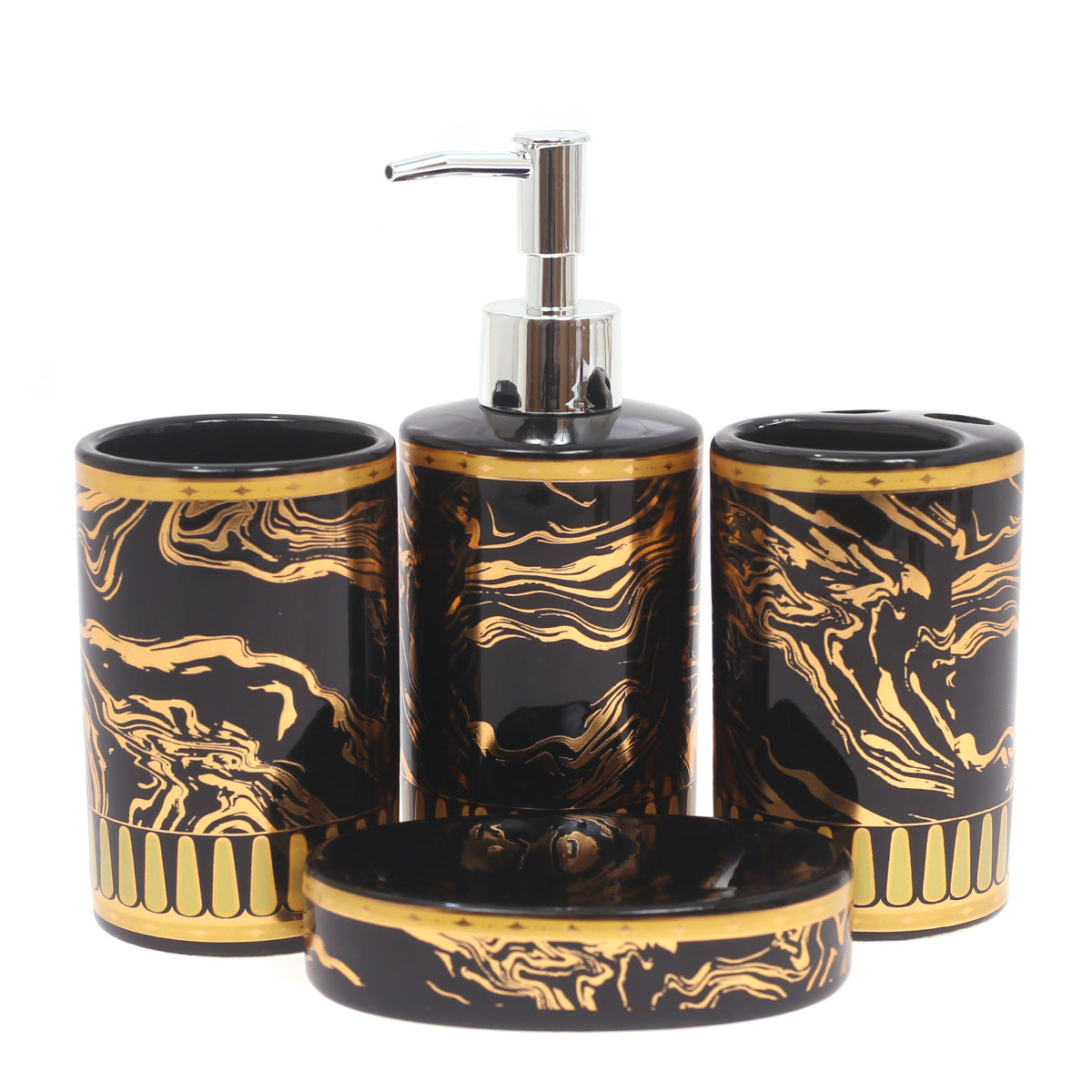 4Pcs Bathroom Set HZ053 Black&Gold