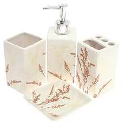 Bath Set Leaf Print Brown.DW10600