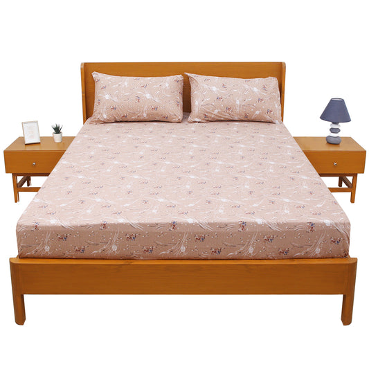 Pink Floral Bliss Double Bed Sheet