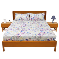 Multi Flora Double Bed Sheet 90x94 – Soft Cotton with 2 Pillow Covers