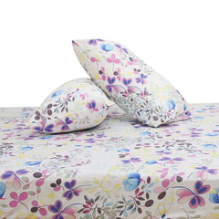 Multi Flora Double Bed Sheet 90x94 – Soft Cotton with 2 Pillow Covers