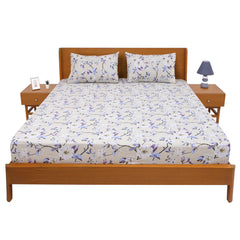 Blue Florals Double Bed Sheet 90x94E-Com