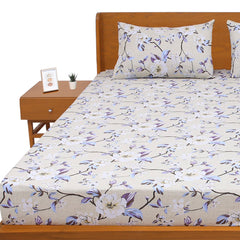 Blue Florals Double Bed Sheet 90x94E-Com