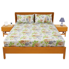 Floral Bliss Double Bed Sheet 90x100 – Soft Cotton with 2 Pillow Covers