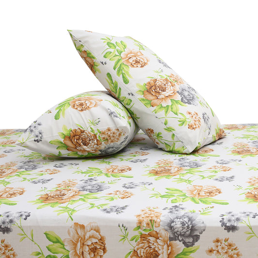 Floral Bliss Double Bed Sheet 90x100 – Soft Cotton with 2 Pillow Covers
