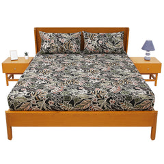 Palm Pattern Double Bed Sheet 90x100 – Soft Cotton with 2 Pillow Covers