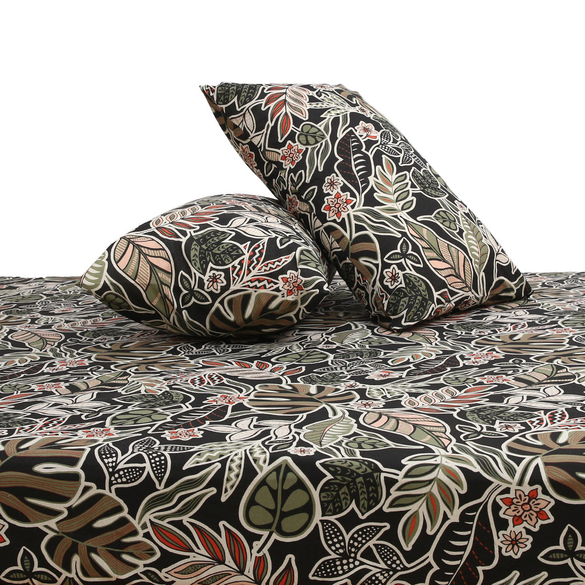 Palm Pattern Double Bed Sheet 90x100 – Soft Cotton with 2 Pillow Covers