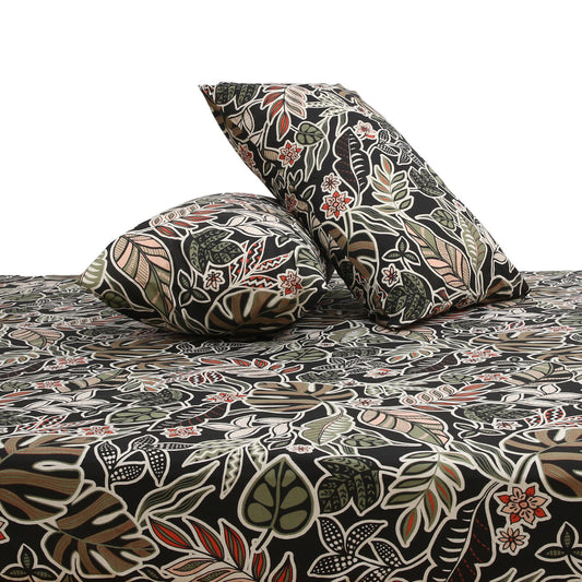 Palm Pattern Double Bed Sheet 90x100 – Soft Cotton with 2 Pillow Covers