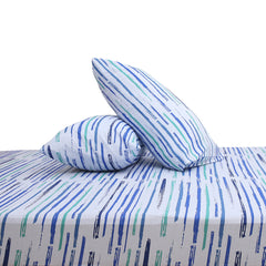Blue Crush Strokes Double Bed Sheet – Abstract Cotton Design (90x94 Inches)